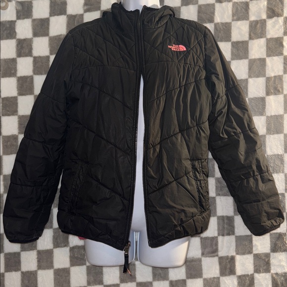 The North Face Other - North Face Girls Zip Up Black & Pink Reversible Puffer Jacket Size 18/ XL.